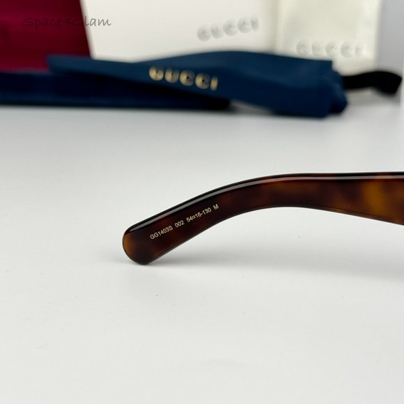 Gucci Women Sunglasses Dark Havana Brown Rectangle GG1403S 002 BRAND NEW main image 5